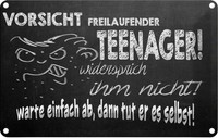 Blechschild 12X18 Cm Vorsicht Freilaufender Teenager Warnschild Hinweisschild Si