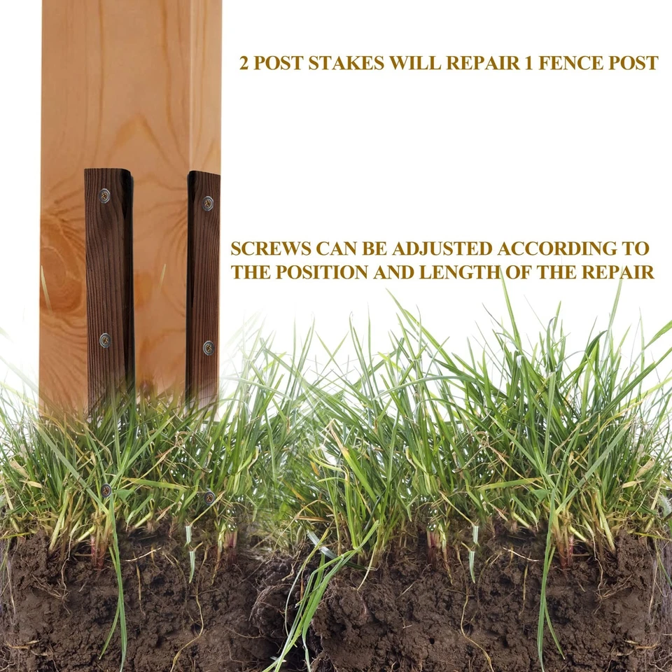 Paquete de 4 estacas de reparación de postes de valla de madera conservante poste de valla anclaje tierra sp... Foto 4 de 4