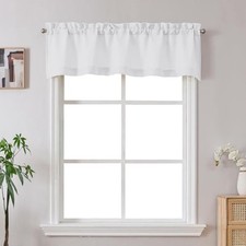 Valance for Windows, Light Filtering Faux Linen 60"W x 14"L Pack of 1 White