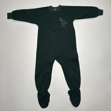 Vintage Carters Zip Up Footed One Piece Pajama Sleeper Green T-Rex  4T