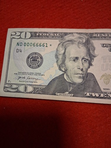 2017 US $20 Banknote,STAR Note, Semi-Fancy Serial number - Picture 3 of 5