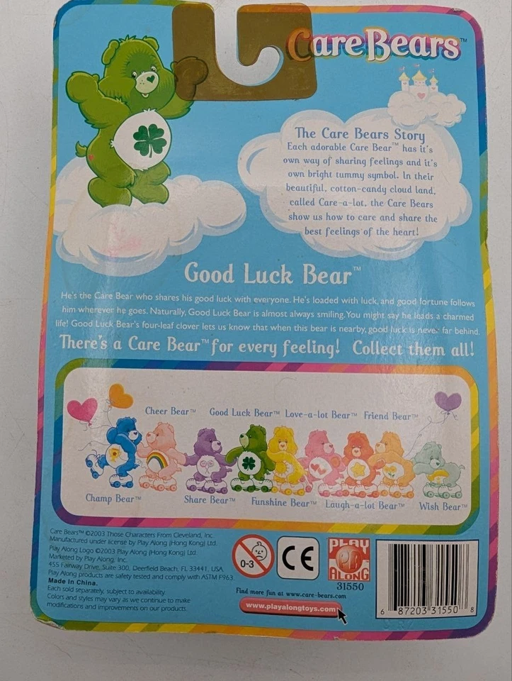 Figura de oso de buena suerte Play Along 2003 Care Bears nueva en caja juguete verde regalo ST76 Foto 4 de 4