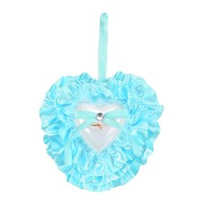 7.5x7.5 Inch Wedding Ring Pillow, Ring Bearer Pillows Heart Shape, Blue