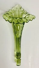 Fenton Green Thumbprint Glass Epergne Horn Replacement Part Vintage Art Glass.