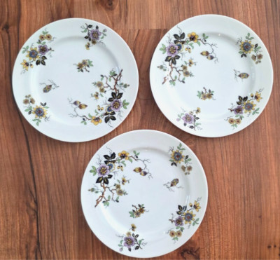 THREE Vintage LIMOGES Theodore Haviland SMALL SALAD PLATES 7.5'' FLORAL PATTERN `