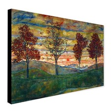 Four Trees Abstract Wall Art by Egon Schiele - Canvas Wall Art Framed Print