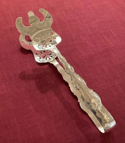 Rare Gorham Strasbourg Sterling Silver Asparagus Server/Tongs, 9 3/4”, No Mono.