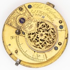 Chas. Peyton of Liverpool English Antique Fusee Pocket Watch Movement with Dial