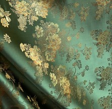 GREEN GOLD Floral Brocade Fabric 60 in. Sold By The Yard