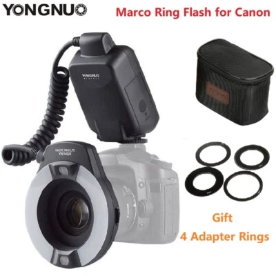 YONGNUO YN14EX TTL Macro Anello Flash Luce Speedlite Kit + 4 Adattatori per Canon