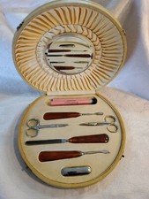 Vintage Art Deco Bakelite Italian Manicure Set-Complete In Original Leather Box