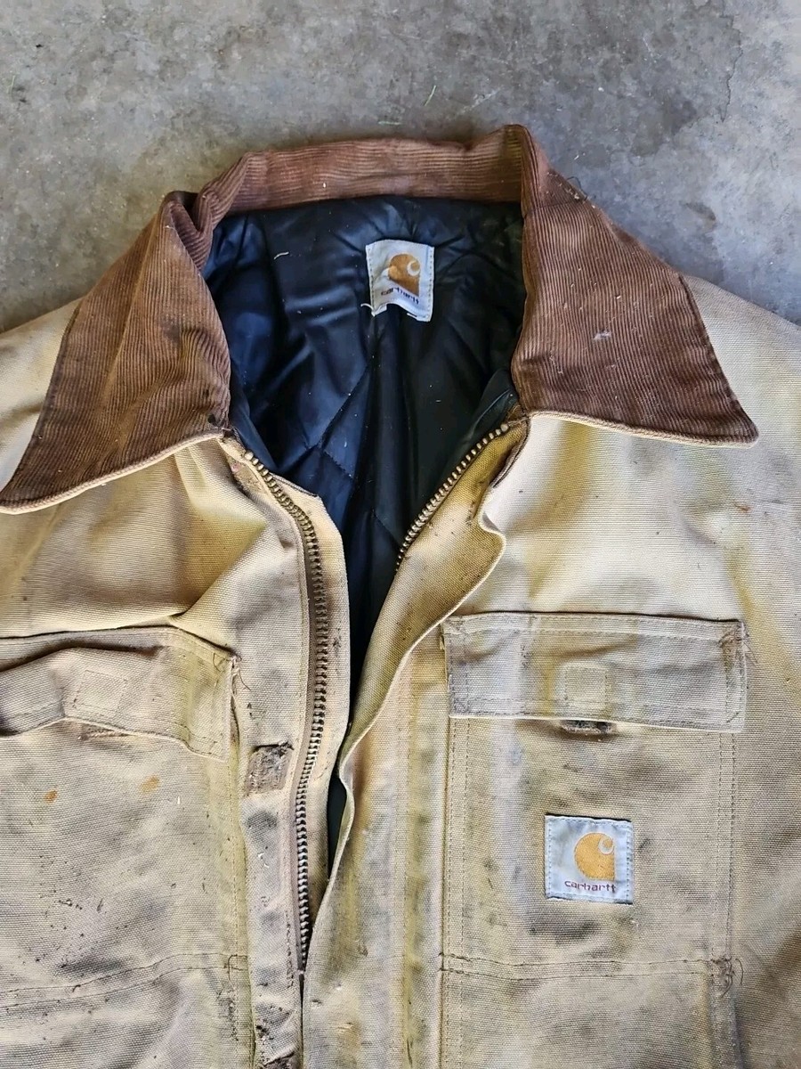 Special faded　Carhartt　チョアコート Carhartt Jacket Men XL Beige SUN FADED Firm Duck Insulated
