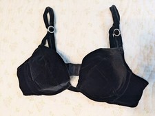 Vintage Victoria's Secret Bra 36A Women Black Velvet Crystal Accents 90s VS NWOT