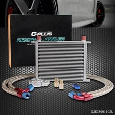 Universal 28 Row Engine Transmission Oil Cooler+Filter Adapter Hose Kit