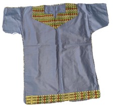 Ethiopian Habesha Traditional BlueCotton Boy  s Shirt Size Small