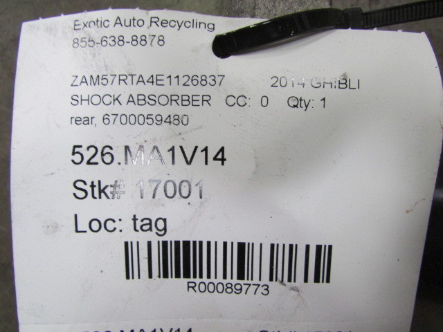 Maserati Ghibli, Rear Shock Absorber, Used, P/N 670101446