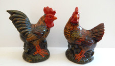 Set of Roosters Hen Chickens Figurines 6"