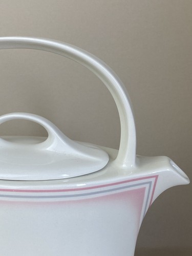 Midwinter Teapot England "Style Coral Mist" Vintage 1980s Slimline Pink Lines - Picture 11 of 17