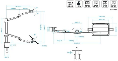 Thingy Club Dual Arm Monitor & Laptop Mount, Desk Mount Stand - Picture 6 of 19