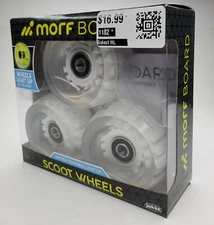 Morf Board Replacement Scoot Glow Wheels 3 Pack Clear Light Up Sealed NOS NEW