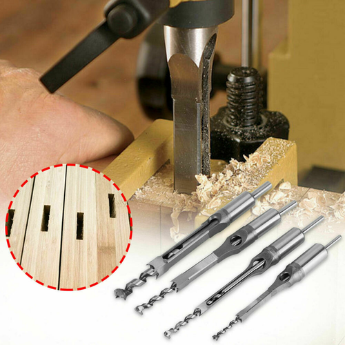 4Pc Square Hole Drill Bits Wood Saw 