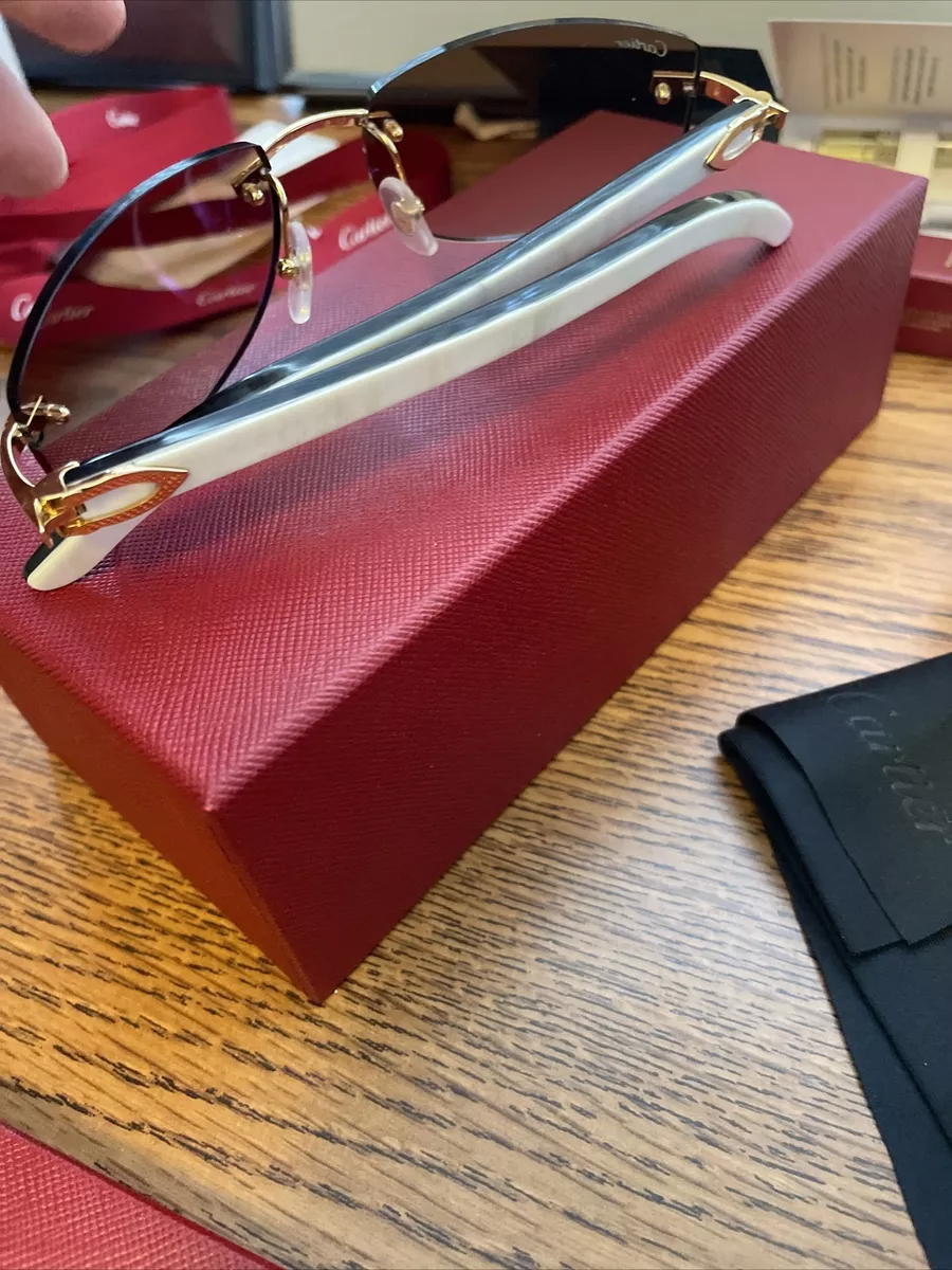 Cartier white buffs glasses hot sale