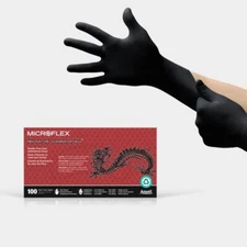 Microflex Black Dragon Bd100l 6mil Disposable Latex Gloves W/full Texture For Fo
