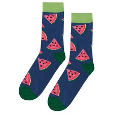 NWT Watermelon Slice Dress Socks Novelty Men 8-12 Blue Crazy Fun Sockfly