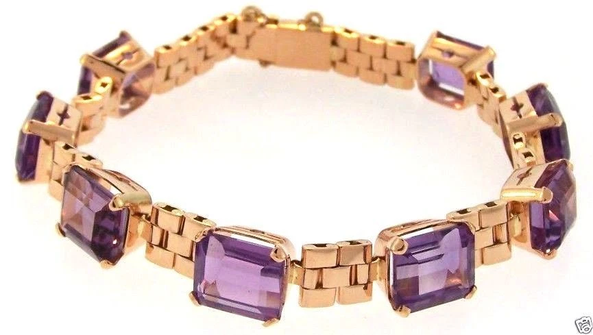 8 Brazaletes Amatista Natural Oro Rosa 18K Certificado GIA De Colección Foto 2 de 4