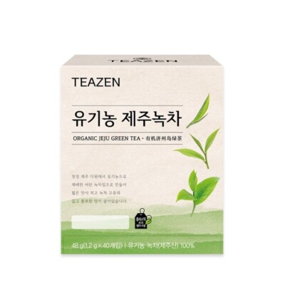 TEAZEN Organic Clean Jeju Green Tea 40 Tea Bags Leach Tea Pulp Tea Bags