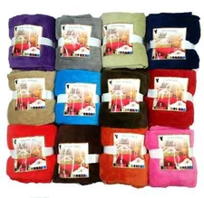 Super Soft Luxurious Fleece Throw Blanket 12 Solid Colors Queen & Full Size