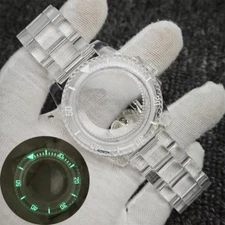 Green Luminous Watch Case 40Mm Sub Transparent Acrylic Watch Accessories Modifie
