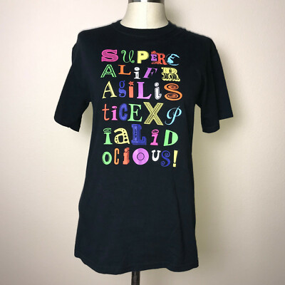 Disney Mary Poppins Shirt Black Supercalifragilisticexpialidocious Womans  Small