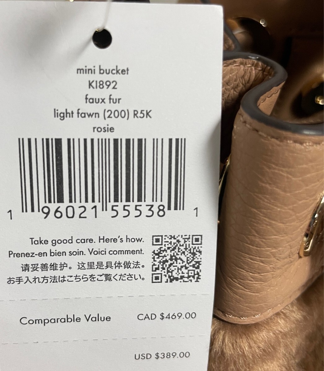 KATE SPADE ROSIE FAUX FUR MINI BUCKET / CROSSBODY W/COIN PURSE