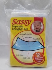 Vintage Sassy Baby Disposable Changing Pads-12 Pack Travel Vacation New Sealed