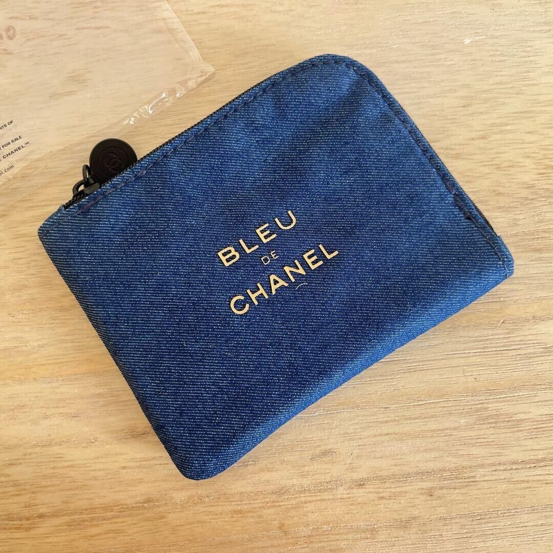 BLEU DE CHANEL Novelty denim pouch coin purse Genuine free BLEU DE CHANEL Novelty denim pouch coin purse Genuine free