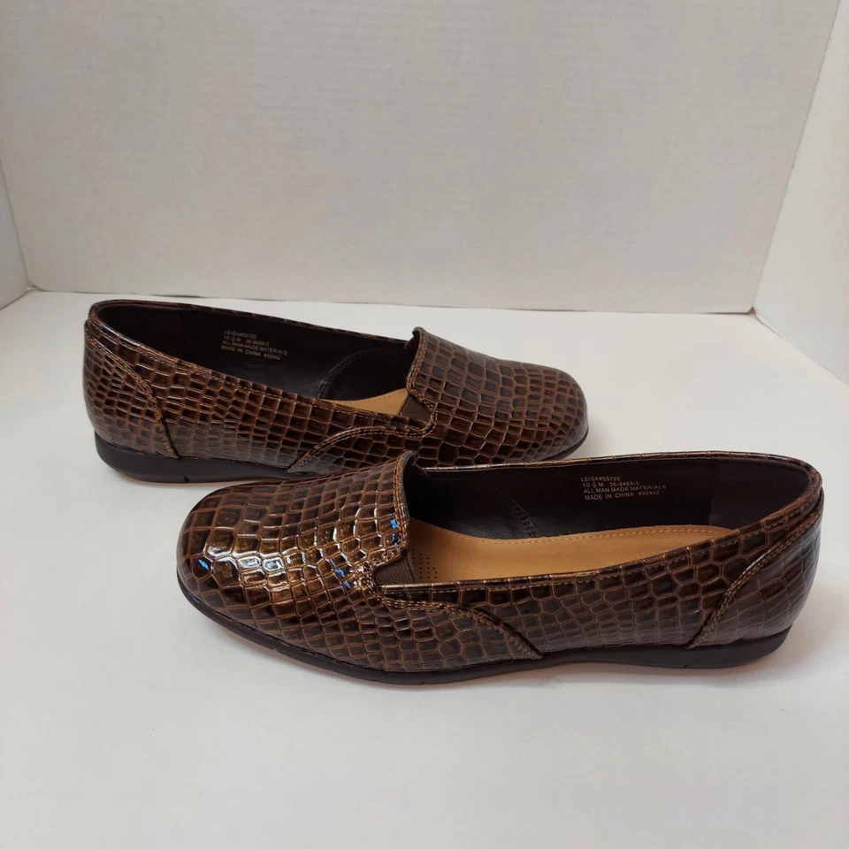 Mocasines planos Comfort View "Leisa" marrón cocodrilo imitación charol 10,5 M zapatos Foto 4 de 4