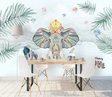 3D Elephant Pattern 38055NA Wallpaper Wall Murals Removable Wallpaper Fay