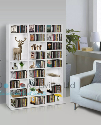 Weiß CD Bücherregal Aufbewahrung Regal Schrank Regal Einheit Turm Organizer verstellbar NEU