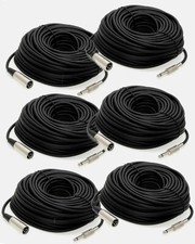 6 Lot 50Ft XLR 3Pin Male to 1/4" Mono Plug Mic Microphone Audio Cord Cable Pack