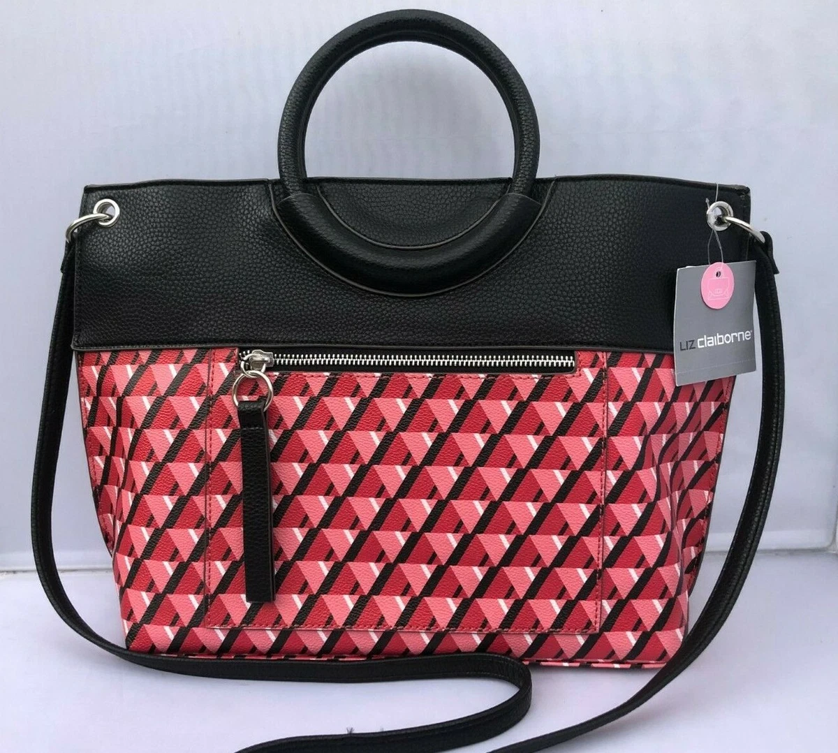 LIZ CLAIBORNE Triangle Watermelon Conv Satchel Handbag Purse Bag