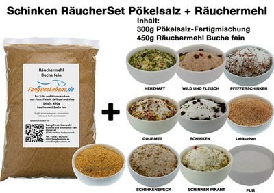 Schinken Räucher SET - Weihnachtsschinken, Pökelsalz + Räuchermehl Lebkuchen TOP