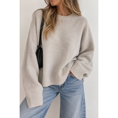 Stockholm Atelier & Other Stories Wool Yak Oversized Crewneck Sweater Cream