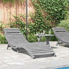 Lot de 2 Chaises Longues Bain de Soleil Transat Blanc Bois Massif Acacia vidaXL