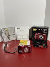 Red Nikon Coolpix L26 Digital Camera 16.1 MP 5x Optical Zoom Parts Repairs