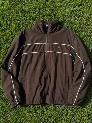 Nike Men's Full Zip Track Jacket Brown/White Piping Logo Size L