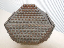 Vintage Ornate Carved Tramp Art Jewelry Dresser Box w Lid, 8 Layers on Top