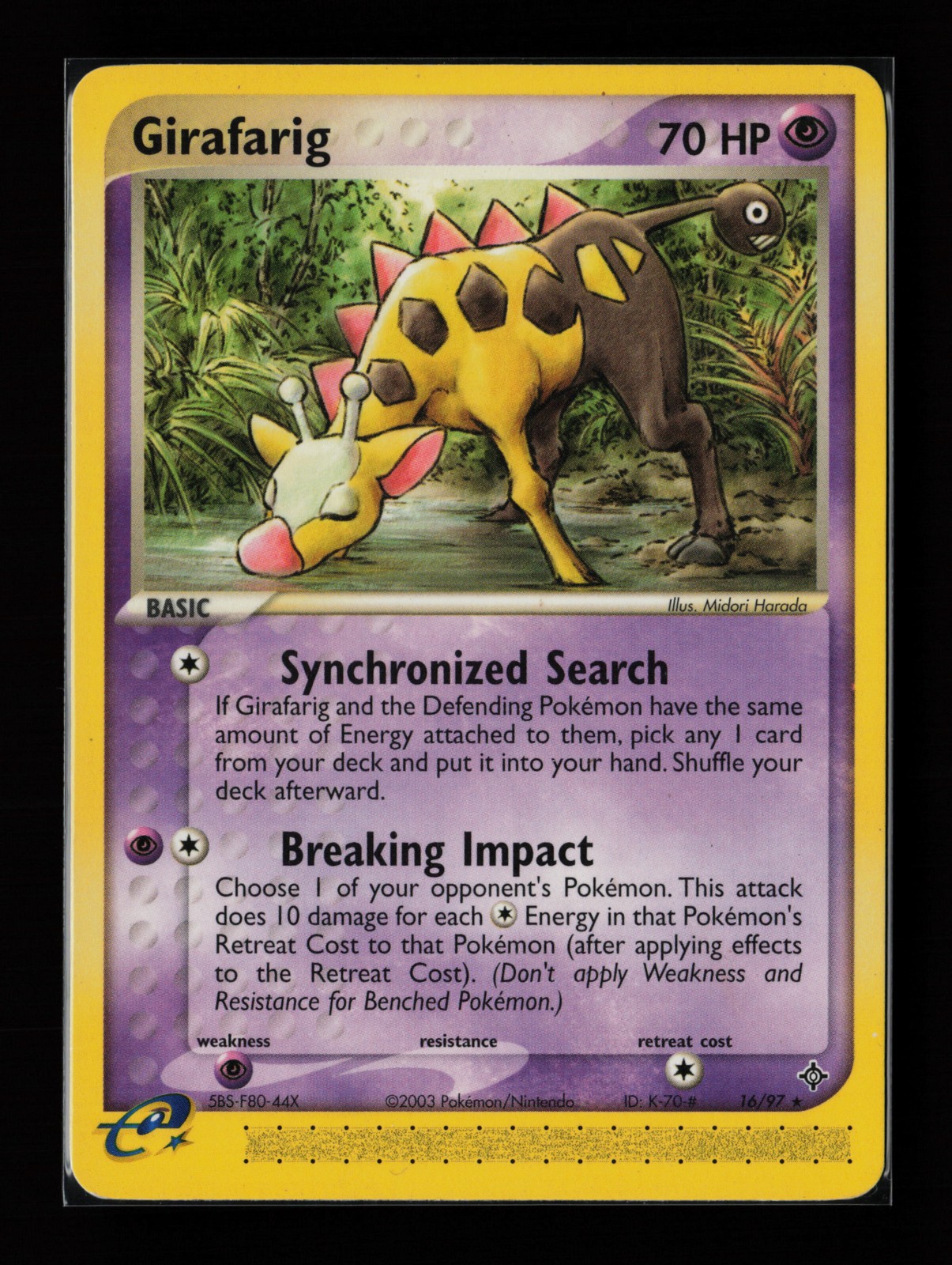 Girafarig 16/97 Rare Non Holo Dragon Pokémon Card