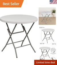 Durable 2.63-Foot Round Folding Table in Granite White - Easy Cleaning & Storage