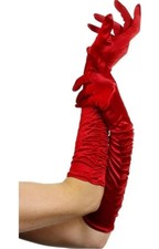 Forum Novelties Ruched/Pleated Long Gloves, Red, 19.5" Costume Accessory  V0199